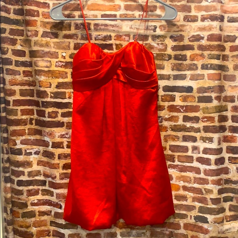 Cache hemmed mini red dress